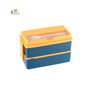 New Product Hot Sales In Thailand And Indonesia Bring Cutlery Lunch Box Kids Set For Student Double Layer Bento Box