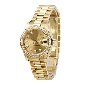 Luxus-Modeuhr vergoldete Kristall-Edelstahl-Wasserdichte Uhren