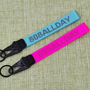 <b>Custom</b> Stylish Black Metal Lock Ringshort Keychain Climbing Both Side Jacquard Brand Logo Lanyards for Overcoats - Product Image 4
