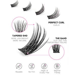 Kit de cils en grappes en gros, logo personnalisé, cils manga vaporeux, courbure D, cils en segments naturels, faux cils en vison - Product Image 3