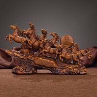 Chevaux chinois Statue Sculpture résine cheval de course décoration de bureau à domicile ornements de table pour la richesse et le succès bonne chance