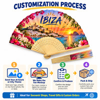 Éventails en bois personnalisés en bambou, éventail à main promotionnel Ibiza 21 cm, souvenir de voyage, éventail en bambou personnalisé, souvenir