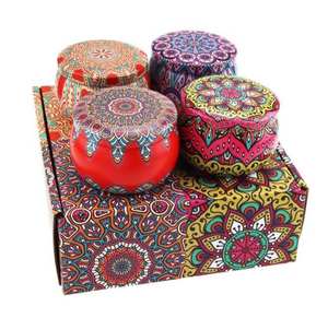 Vacaciones cumpleaños Retro caramelo almacenamiento 4 piezas caja de regalo hojalata aromaterapia aceite esencial Coco soja cera estaño vela <span class=keywords><strong>para</strong></span> madre - Product Image 1