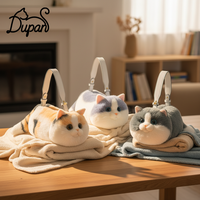 Sac à Cosmétiques Portable Grande Capacité en Peluche Douce Effet Chat, Rembourré en Coton PP, Sac à Bandoulière – Vente Directe Usine