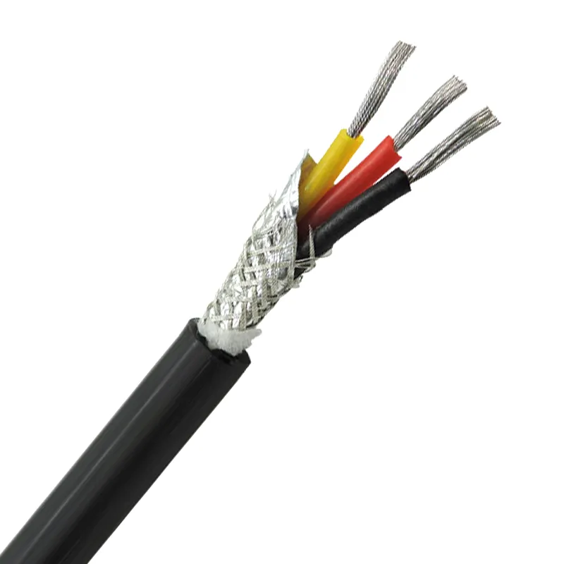 UL2517 High Temperature Resistant 3 Core 4mm Spring Electrical Cable Black Color Flexible Double Shielded Cable