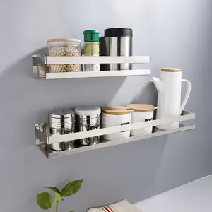 Non-perforated wall-mounted bathroom kitchen seasoning shelf, stainless steel, the kitchen to receive the seasoning shelf