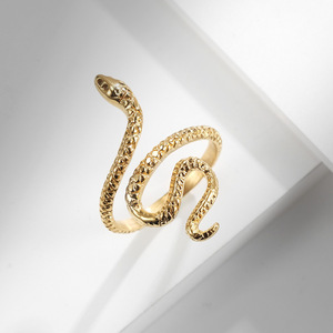 Snake Pattern <b>Titanium</b> Steel <b>Ring</b> 18K Gold Plated Unisex Fashion Jewelry Gift - Product Image 4