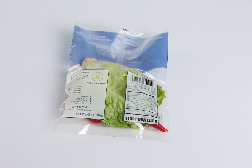 Fresh Lettuce Salad Fruits Pouches BOPP Anti Fog Leafy Vegetables Packaging Bags, vegebag, Print Logo