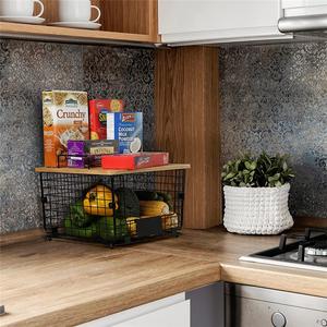 Kitchen Stainless Steel Modern Standing Type Double Tier Fruit Basket with Detachable Countertop <b>Rack</b> for Towel Storage - Product Image 4