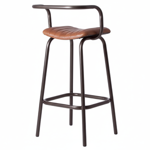 Mobilier industriel moderne Faux cuir & Comptoir en fer Chaise de bar, café, pub, bar, restaurant Chaise de bar avec dossier et repose-pieds - Product Image 1