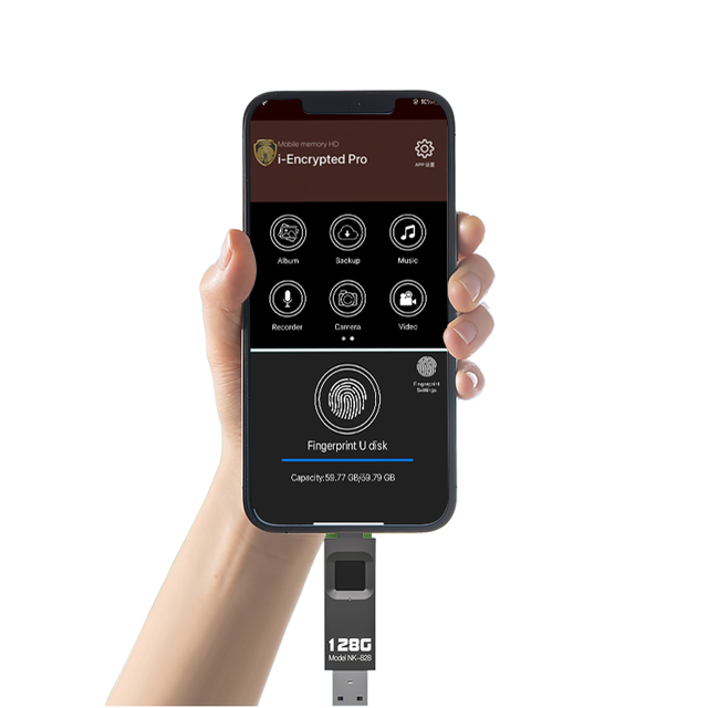 Pingguo Three-in-One Type-C Fingerprint Metal USB 2.0 Disk for Android New Mobile Phone & Computer with Cross-Border Encryption