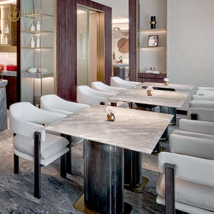 JEILI Juego <span class=keywords><strong>de</strong></span> Muebles <span class=keywords><strong>de</strong></span> Restaurante Comercial Moderno, Silla con Respaldo <span class=keywords><strong>de</strong></span> Mimbre, Mesa <span class=keywords><strong>de</strong></span> Mármol, Estilo Buffet Bistro <span class=keywords><strong>de</strong></span> Alta Gama - Product Image 4
