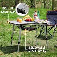 Table de camping Table pliante portable en aluminium pliable avec pieds réglables pour l'extérieur, la plage, le pique-nique