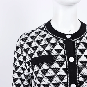 <span class=keywords><strong>Cardigan</strong></span> lavorato a maglia con motivo a diamante bianco e <span class=keywords><strong>nero</strong></span> lavorato a maglia con bottone Crop Top da donna in maglia Y2K - Product Image 5