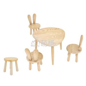 Moetry – Table à empreinte pour enfants, chaise de <span class=keywords><strong>lapin</strong></span>, ensemble de chaise de Table en bois, en bois massif - Product Image 3