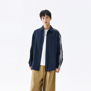 <span class=keywords><strong>Camisa</strong></span> Casual para <span class=keywords><strong>Hombre</strong></span> con Rayas Blancas y Negras, Corte Ajustado y Versátil - Product Image 1