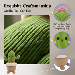 Peluche Cactus Vert Mini Plante en Pot Happy Face, Coussin Jouet, Compagnon de Bureau et de Maison, 8 Pouces, Décoration de Noël - Product Image 3