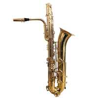 Eastern Music Professional Bb Bass Saxophone Gold Lacquer Full Ribbed Construction Woodwind Instrument