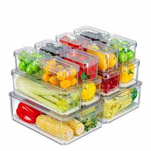14 Pcs Set Classic Photo <b>Storage</b> Bpa-Free Airtight <b>Plastic</b> Rectangle Stackable <b>Containers</b> 210x185x140mm - Product Image 1