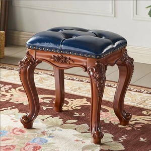 Pháp sang trọng chạm khắc rắn chân gỗ vuông giường phân, chính hãng Da Vanity phân cho bàn trang điểm trang điểm cổ điển Phân Set - Product Image 2