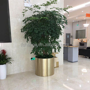 Guangdong Factory Price Hotel Office Interior <span class=keywords><strong>de</strong></span> acero inoxidable florero plateado alto/macetas para plantas - Product Image 4