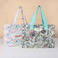 Bolsa de Lona de Algodón Extra Grande de 12 oz con Estampado Floral Retro Personalizado, Impresión Digital en Página Completa, Asa con Estampado