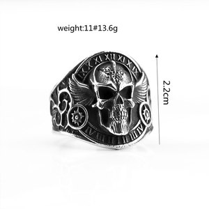 Anillo de hombre de acero inoxidable 316L, personalizado, al por mayor, antideslustre, estilo hip-hop, grueso, con calavera, para motociclistas - Product Image 6