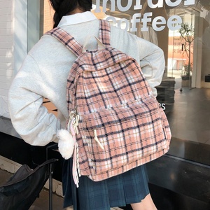 Vintage Preppy Blue Plaid <b>Backpack</b> Women <b>Student</b> School Daily Lightweight Shoulder Bag - Product Image 2