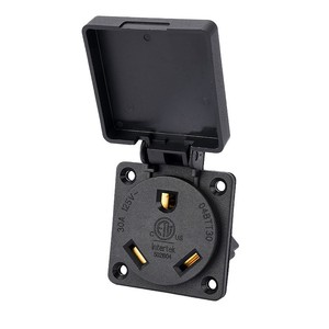 30Amp 125/250Volt 2 Pole 3 Wire <strong>RV</strong>/EV Power Outlet Weatherproof Dustproof With Cover NEMA TT-30R US Standard Industrial Socket