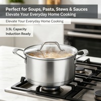 Casserole en acier inoxydable tri-couches avec couvercle en verre, compatible induction, grande capacité, passe au four, passe au lave-vaisselle, écologique, lot de 2