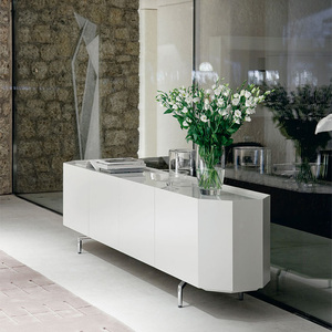 Modern Marble Top High <strong>Gloss</strong> <strong>White</strong> Wooden <strong>Sideboard</strong> - Product Image 6