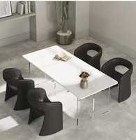 GEDO Nouvelle chaise de salle à manger italienne créative en cuir noir et bois massif