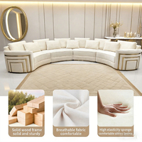 Juego de Sofás Seccionales Modulares de Lujo de 7 Plazas, Sofás Curvos en Forma de C de Tela, Esponja Acolchada para un Mueble de Sala de Estar Confortable