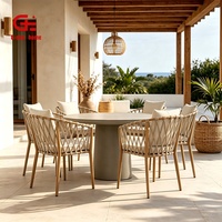 Chaise de jardin en corde tressée avec structure en aluminium, chaise de patio extérieure, chaise de salle à manger en corde tressée pour jardin, villa, hôtel, cour