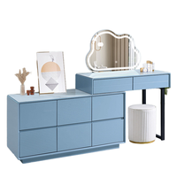 Ensemble de coiffeuse moderne avec miroir LED Cloud, table de toilette extensible avec commodes pour chambre à coucher