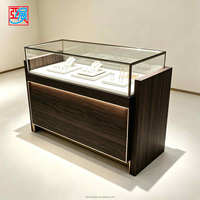 Table de présentation de bijoux en bois de style européen classique avec tiroir de rangement et vitrine en verre pour mobilier de magasin de bijoux de luxe