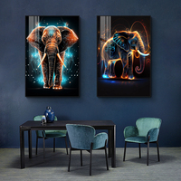 Lukisan Dinding Seni Kristal Porselen Modern Abstrak Bergambar Gajah untuk Dekorasi Latar Belakang Ruang Tamu