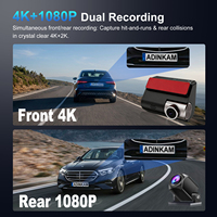 ADINKAM Cámara para Coche 4K+1080P con Doble Lente, Pantalla IPS de 3.0 Pulgadas, Grabador de Video, Control por WiFi y APP, GPS, Grabación en Bucle, Monitor de Estacionamiento 24h, WDR
