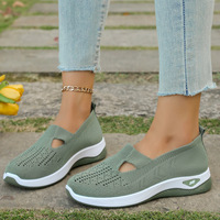 Chaussures de sport pour femmes à la mode, confortables, semelles souples, respirantes, à enfiler, en tricot, chaussures de sport