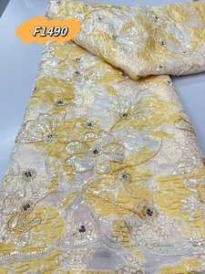 डुबाई एमड कपड़े बाजिन रीचे में बनाया गया अद्वितीय पैटर्न बेज क्रीम, टिनिनी ब्रोकेड जैक्वार्ड फीता अनुचर बेड कपड़े - Product Image 4