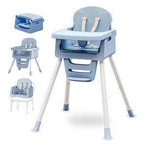 Chaise haute pour bébé en plastique moderne avec siège rehausseur et conception de sécurité, base pliable portable pour la salle à manger et l'utilisation au sol - Product Image 1