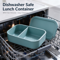 Boîte à lunch compatible lave-vaisselle, sans BPA, en silicone, avec compartiments, pour un nettoyage facile, vente au détail et en gros