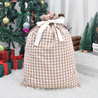 Vente chaude Xmas Buffalo Plaid Toile De Noël Santa Sacs Cordon Bonbons Cadeau Sac Plaid Tissu pour La Décoration De Fête