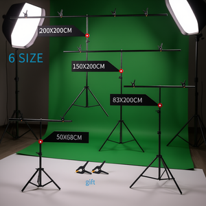 Soporte para Fondo de Pantalla en Forma de T, 50x68cm, 83x200cm, 150x200cm, 200x200cm, Kit de Sistema de Soporte de PVC para Video Chroma Key - Product Image 2