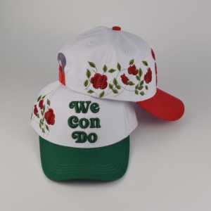 Casquette de baseball brodée florale 5 panneaux de haute qualité, nouveau design, en coton rayé, style bicolore tendance - Product Image 5
