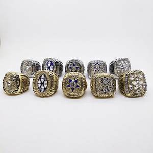 Dallas Cowboys Championship Ring Set 5 Piece Gold Silver Alloy Men's Jewelry Gift <b>Box</b> Included - Product Image 3