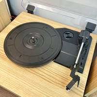 Tourne-disque en bois personnalisé avec haut-parleurs externes, lecteur de disques vinyles 3 vitesses, modes d'entrée multiples, système audio rétro