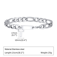 Bracelet chaîne croisée en acier inoxydable avec plaque rectangulaire et maillons en croix creux, style minimaliste, bijou permanent pour homme, cadeau