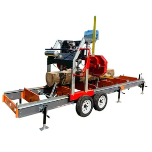 Portable sawmill with trailer automatic hydraulic horizontal sawmill