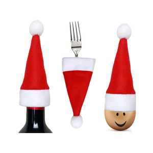 Cappello di Babbo Natale in Offerta Speciale, Decorazione Natalizia da Tavola, Porta Posate con Tasche, Sacchetto per Coltello, Cucchiaio e Forchetta, <span class=keywords><strong>Copribottiglia</strong></span> di Vino - Product Image 2